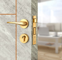 Urban Cement Interior Door Slab - Scala 3 Concave Design in Copper Pearl epoxy, angled view