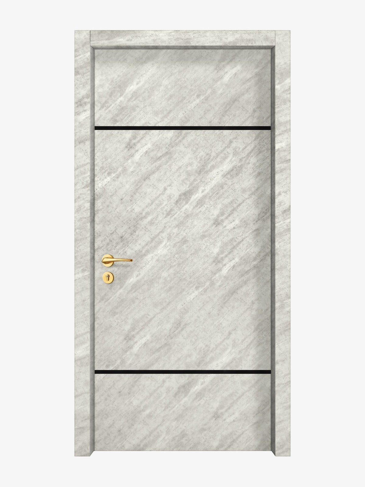Urban Cement Interior Double Door Slabs - Elevar 2W Inlay Design in Glossy Black epoxy