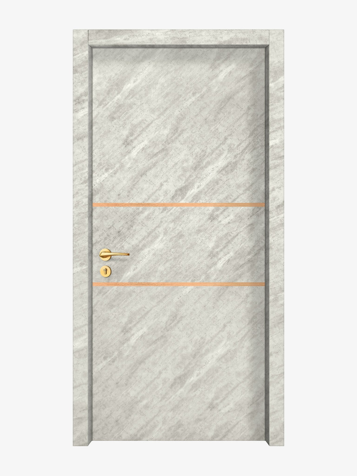 Urban Cement Interior Door Slab - Elevar 2N Inlay Design in Brushed Rose Gold epoxy
