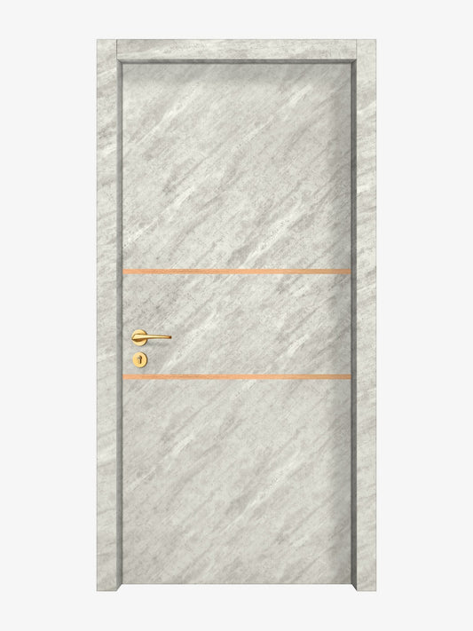 Urban Cement Interior Door Slab - Elevar 2N Inlay Design in Brushed Rose Gold epoxy