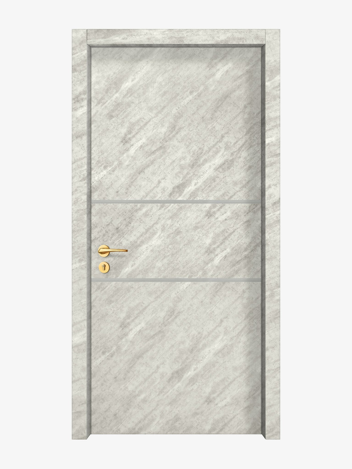 Urban Cement Interior Double Door Slabs - Elevar 2N Inlay Design in Satin Silver epoxy