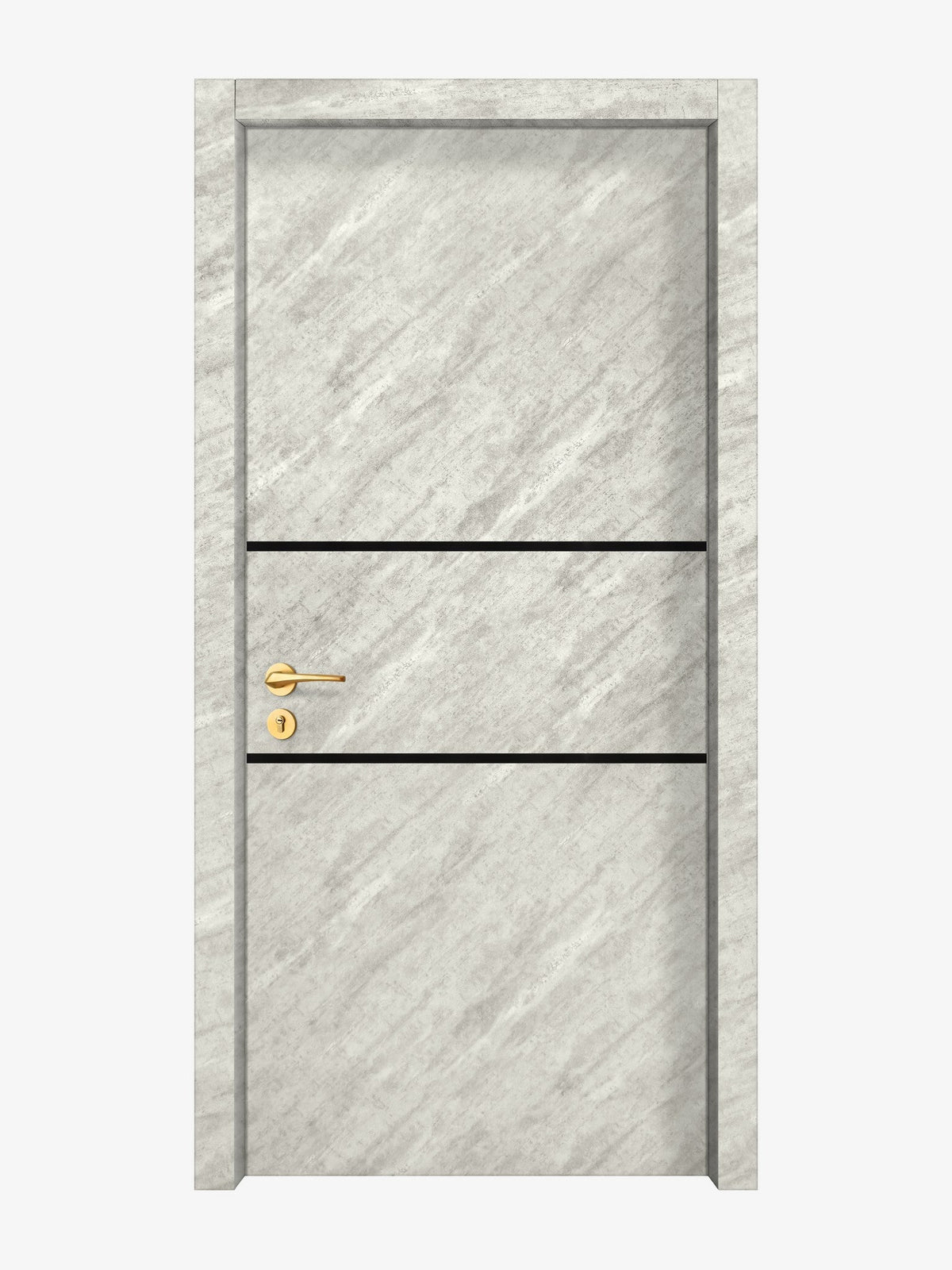 Urban Cement Interior Door Slab - Elevar 2N Inlay Design in Glossy Black epoxy