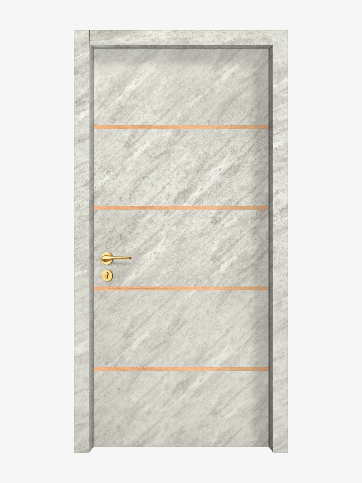 Urban Cement Interior Door Slab - Elevar 4 Inlay Design in Brushed Rose Gold epoxy