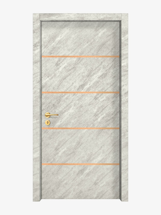 Urban Cement Interior Door Slab - Elevar 4 Inlay Design in Brushed Rose Gold epoxy
