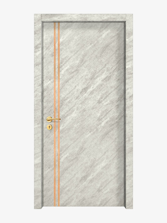 Urban Cement Interior Double Door Slabs - Aliyah 2L Inlay Design in Brushed Rose Gold epoxy