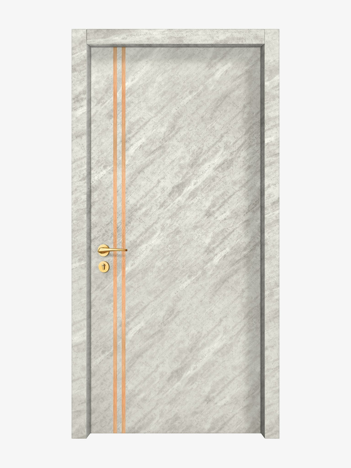 Urban Cement Interior Door Slab - Aliyah 2L Inlay Design in Brushed Rose Gold epoxy