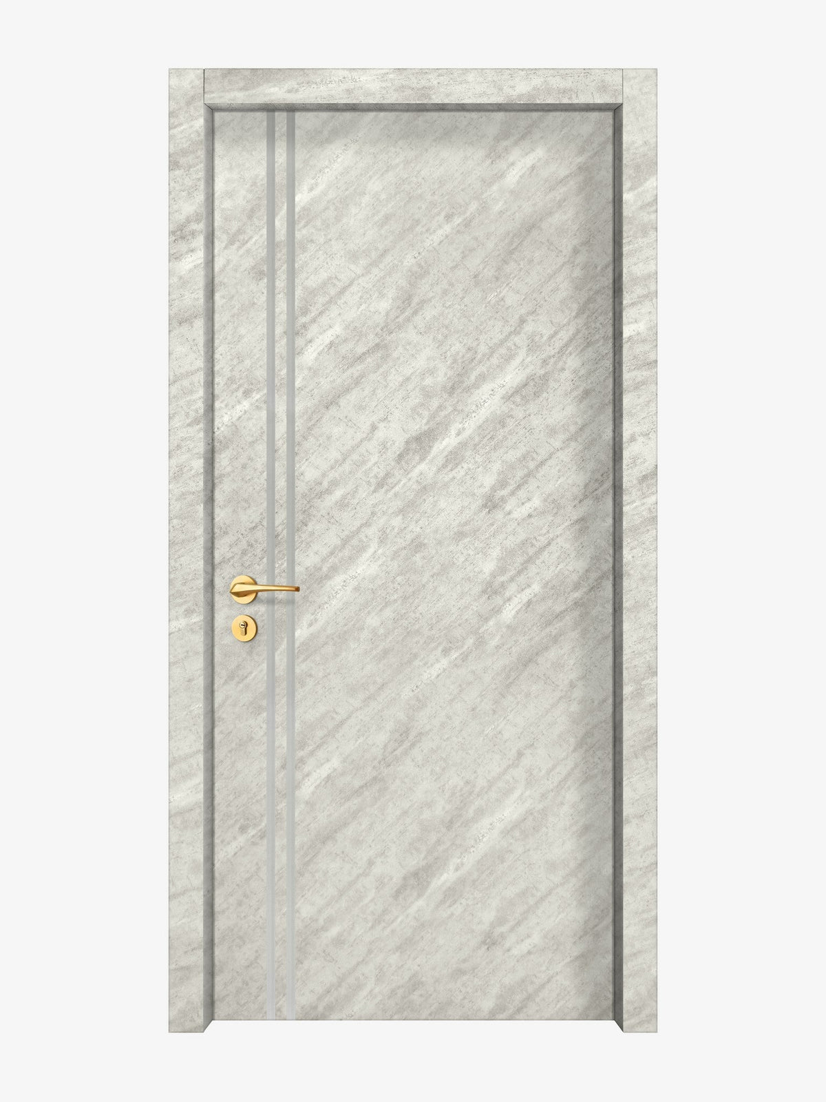 Urban Cement Interior Door Slab - Aliyah 2L Inlay Design in Satin Silver epoxy