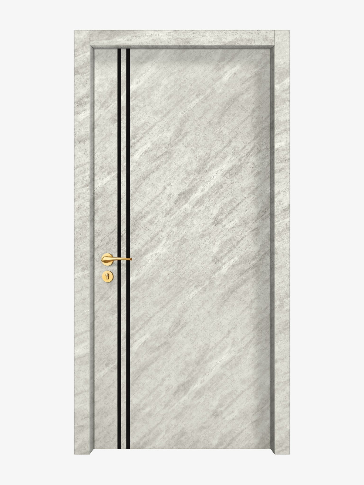 Urban Cement Interior Door Slab - Aliyah 2L Inlay Design in Glossy Black epoxy