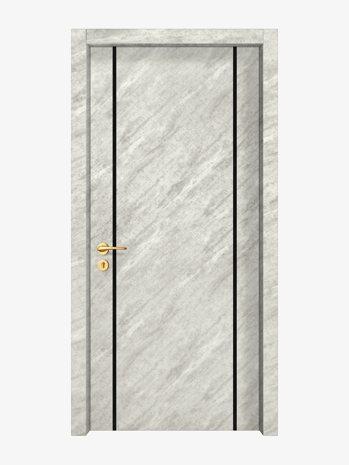Urban Cement Interior Double Door Slabs - Aliyah 2 Inlay Design in Glossy Black epoxy