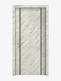 Urban Cement Interior Double Door Slabs - Aliyah 2 Inlay Design in Glossy Black epoxy