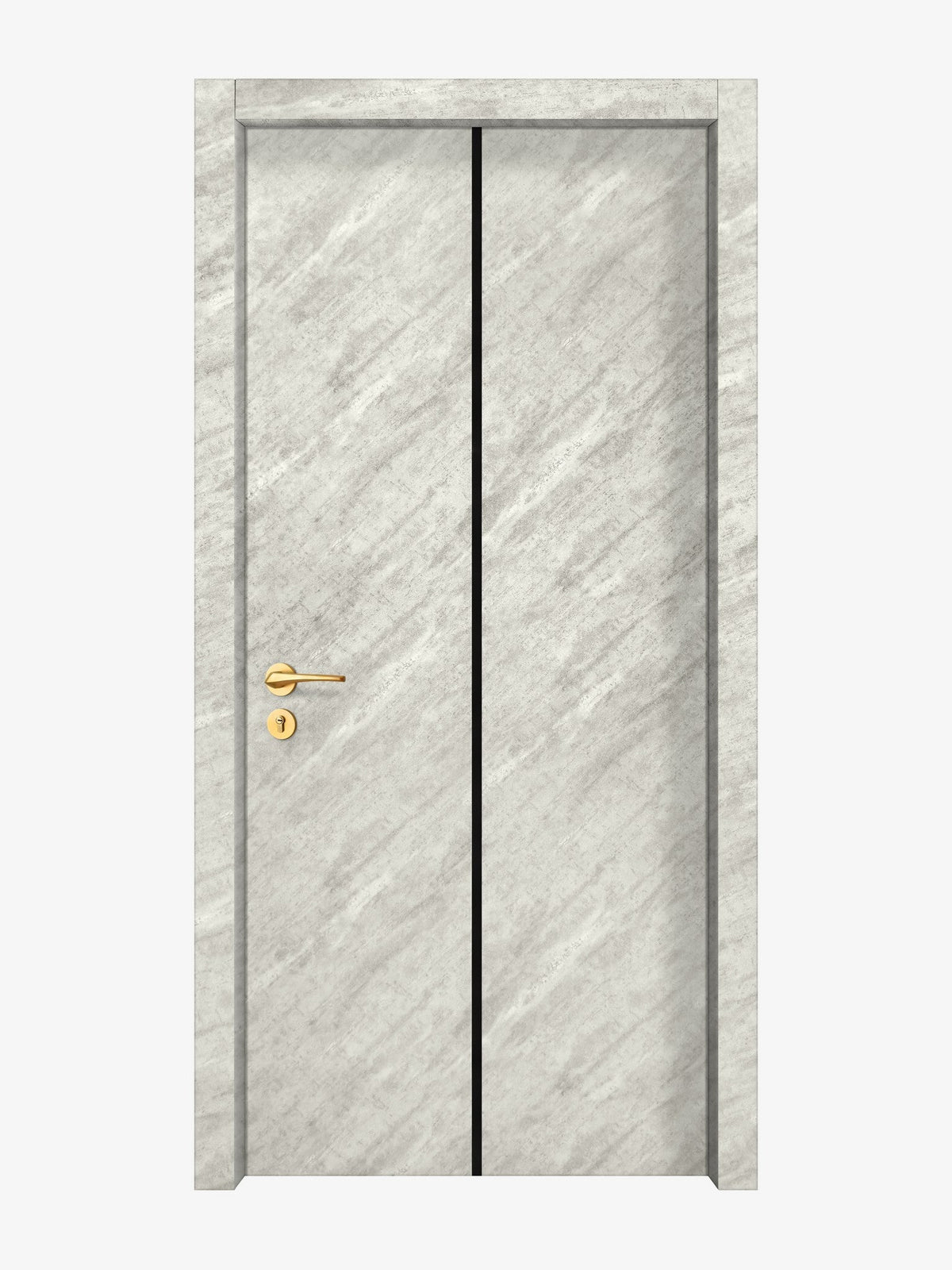 Urban Cement Interior Double Door Slabs - Aliyah 1C Inlay Design in Glossy Black epoxy
