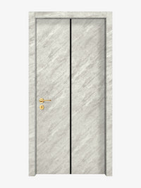 Urban Cement Interior Door Slab - Aliyah 1C Inlay Design in Glossy Black epoxy