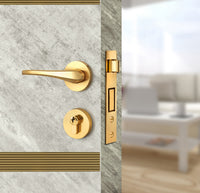 Urban Cement Interior Door Slab - Elevar 2N Inlay Design in Gold epoxy, angled view
