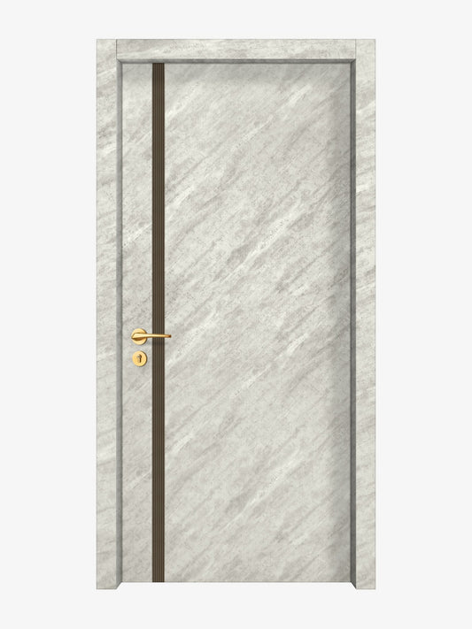 Urban Cement Interior Door Slab - Aliyah 1L Inlay Design in Bronze epoxy
