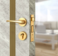 Urban Cement Interior Double Door Slabs - Aliyah 2 Inlay Design in Gold epoxy, angled view
